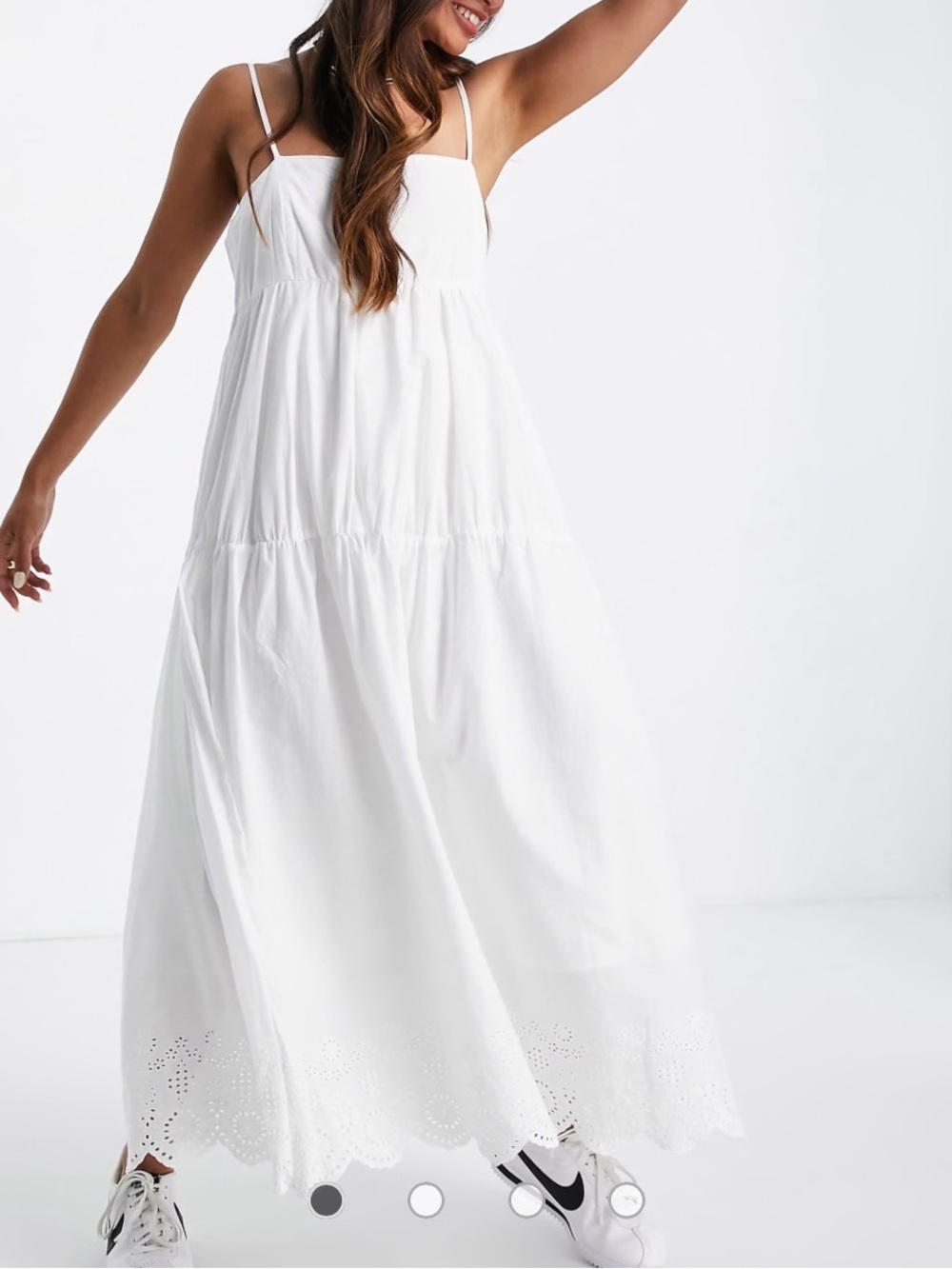 Mango White Dress with Eyelet Detail